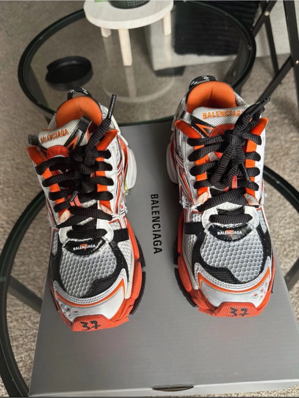 Balenciaga Orange, White & Black Track Sneakers